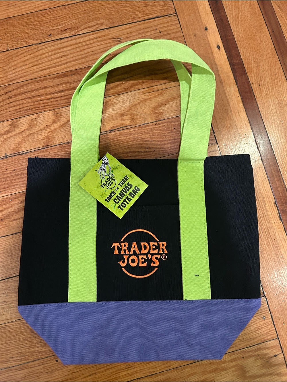Trader Joe’s Canvas Tote Bag with Purple Base